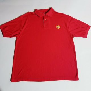 Great American Originals Boy Scouts Patch Red Polo Shirt Mens Xl Bsa Vtg Usa