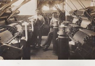 Old Photo Mill Factory Workers Machinery Equipment Shaw Spinning Weaving F2