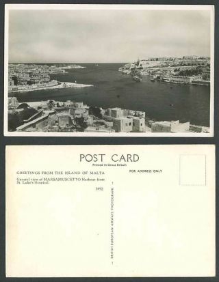 Malta Old Rp Postcard Marsamuscetto Harbour General View From St Luke 