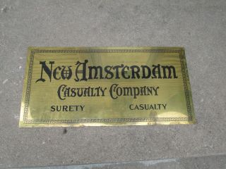 Vintage Brass Amsterdam Casualty Company Sign