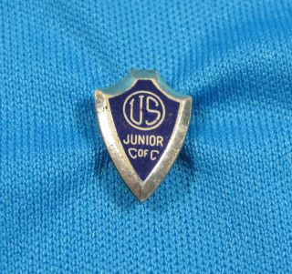 Vintage Junior Us Chamber Of Commerce C Of C Blue Enamel Silvertone Lapel Pin