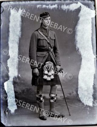 1915 Argyle & Sutherland Highlanders - Lt G S Miller 2 Glass Negative 22 By 16cm