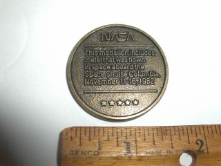 Sts - 5 Nasa 25th Anniversary Medallion / Coin Blended With Metal Flown In Space