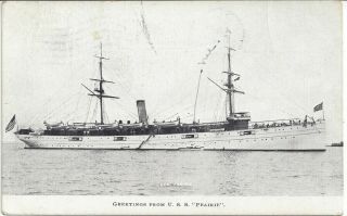 Uss Prairie Ad - 5,  Black & White Picture Post Card,  1908 By Sailor.