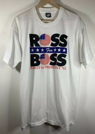 Vtg 1992 Ross Perot Campaign “ross For Boss” Screen Stars 50/50 T - Shirt Xl Usa