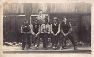 Railroad Train Workers Foundry Factory Plant Yard Men Overalls Vtg Photo S82
