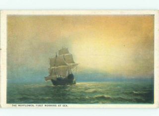 Pre - Chrome Mayflower Ship Boat Plymouth - Near Brockton Massachusetts Ma Af4979