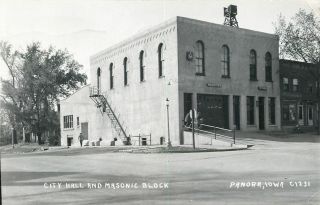 Panora Iowa Masonic Lodge City Hall Fire Department? Real Photo Postcard 1966