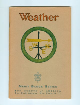 Weather Tan Merit Badge Book Copyright 1937,  Printed 2/40