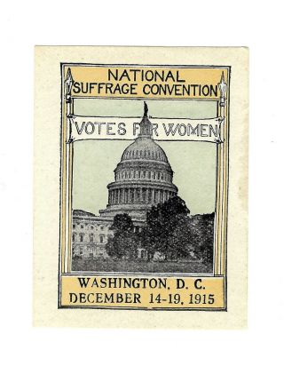 1915 Votes For Women Poster Stamp Advertising National Suffrage Convention In Dc