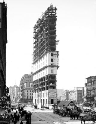 1904 Times Bldg Under Construction Nyc Vintage Photograph 8.  5 " X 11 " Reprint