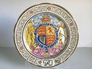 1937 Paragon China King George Vi And Queen Elizabeth Coronation Plate 10 1/2 " 2