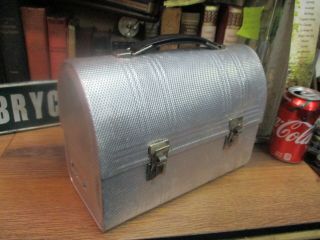 Thermos Aluminum Dome Metal Lunch Box Silver Pail Coal Miners Steel Vintage