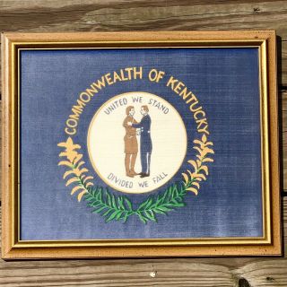 Vintage Commonwealth Of Kentucky State Flag Banner Framed 15 " X 12 "