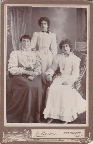 Old Cabinet Photo Women Glamour Fashion Dress Newport Salop Named Norris F2