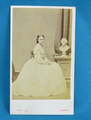 1860/70s Cdv Photo Carte De Visite Photo Victorian Pretty Young Lady Long Exeter