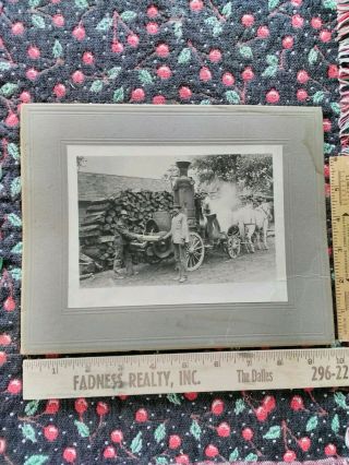 Vintage.  Men Cutting Logs With Team Of Horses.  Cabinet Card