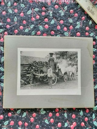 VINTAGE.  MEN CUTTING LOGS WITH TEAM OF HORSES.  CABINET CARD 2