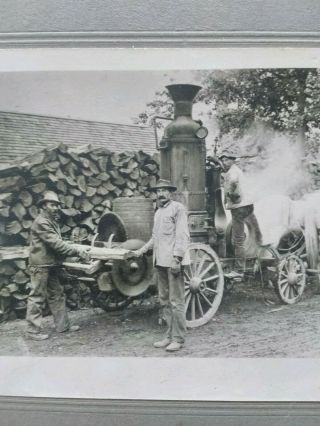 VINTAGE.  MEN CUTTING LOGS WITH TEAM OF HORSES.  CABINET CARD 3