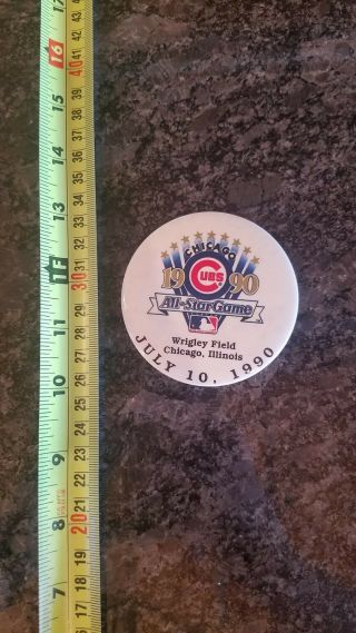1990 All - Star Game Wrigley Field Cubs Mlb Button Pin Pinback Badge Vintage