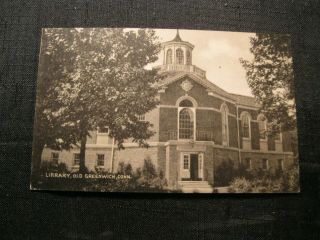 Vintage Old Postcard B&w Photo Library Old Greenwich Connecticut Ct From Edna