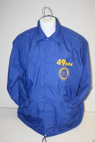 Vintage 1980s 49ers Rotary International Sacramento Blue Button Up L Jacket Coat