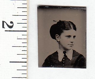 Civil War Era Miniature Gem Tintype Photo Pretty Young Woman.  628w