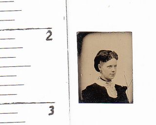 Civil War Era Miniature Gem Tintype Photo Pretty Young Woman.  227g