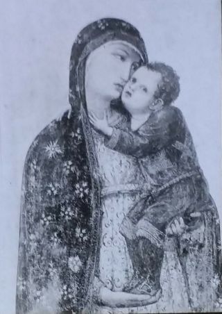 Madonna,  Ambrogio Lorenzetti,  Magic Lantern Glass Slide,  Siena Monistero