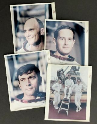 Set Of 4 Nasa Apollo 16 Crew Photos With Red Serial Number / A Kodak Paper