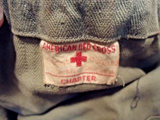Vintage Grant County,  North Dakota American Red Cross Green Army Green Cloth Bag