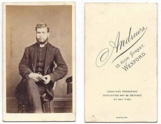Cdv Photograph Victorian Gentleman Carte De Visite By Andrews Of Wexford Ireland
