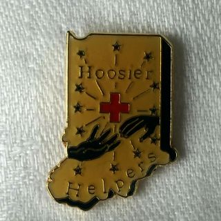 American Red Cross Pin Indiana State Map Hoosier Helpers Vest Lapel Pin