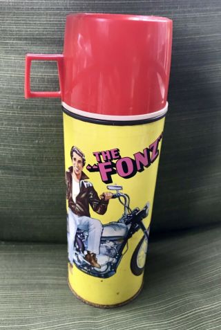 Vintage 1976 Happy Days Fonzie Tall Thermos The Fonz Is Cool