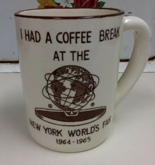 Vintage 1964 1965 York Worlds Fair Coffee Mug Cup Collectible Ecu 4 "