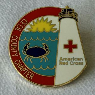 American Red Cross Cecil Co Chapter Maryland Crab Lighthouse Lapel Pin
