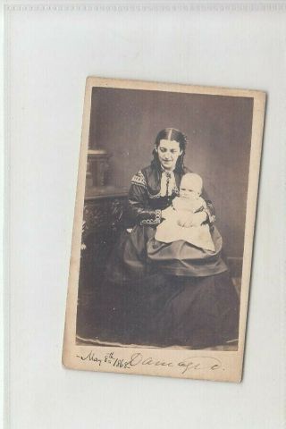 1868 Cdv Of Lady With Baby By H N Harrop,  Cigar Merchant,  Manchester
