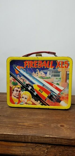 1964 King - Seely Thermos Fireball Xl5 Metal Lunchbox Rockets Space Astronauts