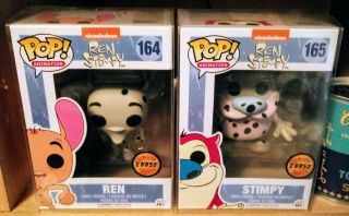 Funko Pop Ren And Stimpy Firehouse Dogs 2 Two Chases W/protectors Vaulted Retire
