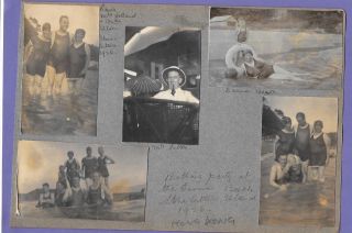 Bathing Party Hong Kong 1926 5 Old Vintage Photos 10x6cm Each Ja