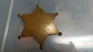Vintage Licensed Junk Dealer Badge Six Point Star Brass Junk Collector