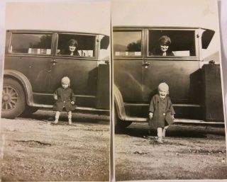 Vintage Old 1929 Photo Cute Little Girl Before & After Chocolate 
