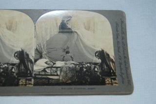 Antique Stereoview Card Her Guardian Angel Victorian Ghost Child Bed Photograph 2