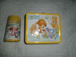 Vintage 1985 Care Bear Cousins Metal Lunch Box With Thermos - Very Collectible