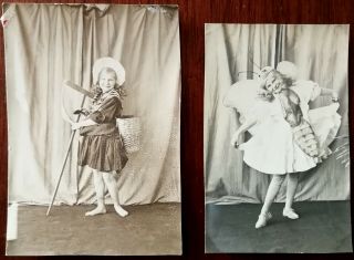 2 Photographs Of A Girl Dressed In Theatrical Costumes Taken In 1909