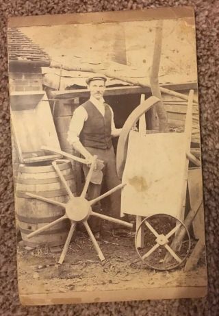 Old Photo Of Workman Making A Wagon Wheel Photo By B.  B.  B.  Philips