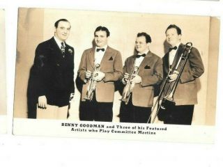 3.  5x5.  5 " Real Photo Postcard 1940s Big Band Leader Benny Goodman W Brass