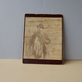 Antique Photo Of Man With Squirrel And Rifle,  Vintage Photo