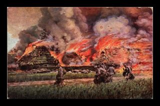 Dr Jim Stamps Soldiers Burn Village In Russian Poland Wwi Austria Postcard