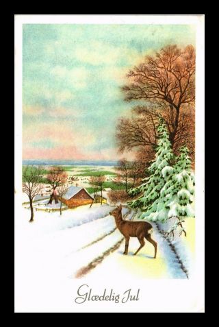 Dr Jim Stamps Merry Christmas Winter Scene Topical Denmark Postcard